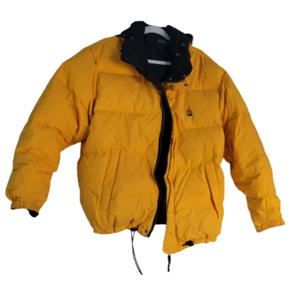 Nautica Yellow/Navy Puffer Jacket Vintage Men's Gem